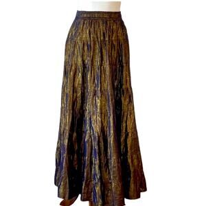 Vintage Maxi Skirt XS Boho Long Peasant Cottage Prairie Festival Metal RARE 90s